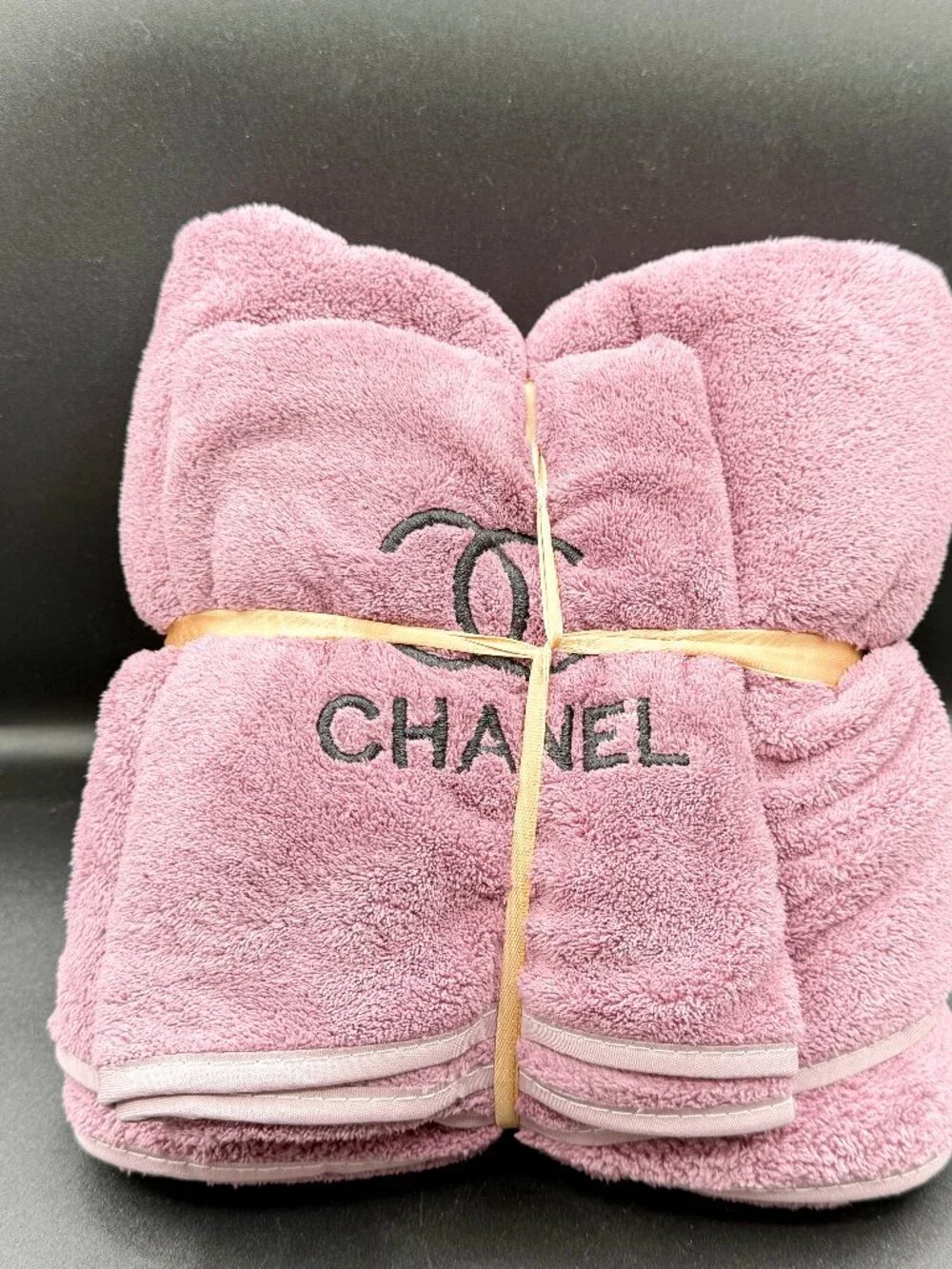 New Chanel Embroidered Luxury Towel Set - Dusty Pink (2-Piece Set)